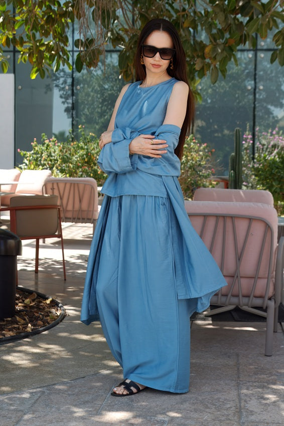 Sea Blue Short Kaftan