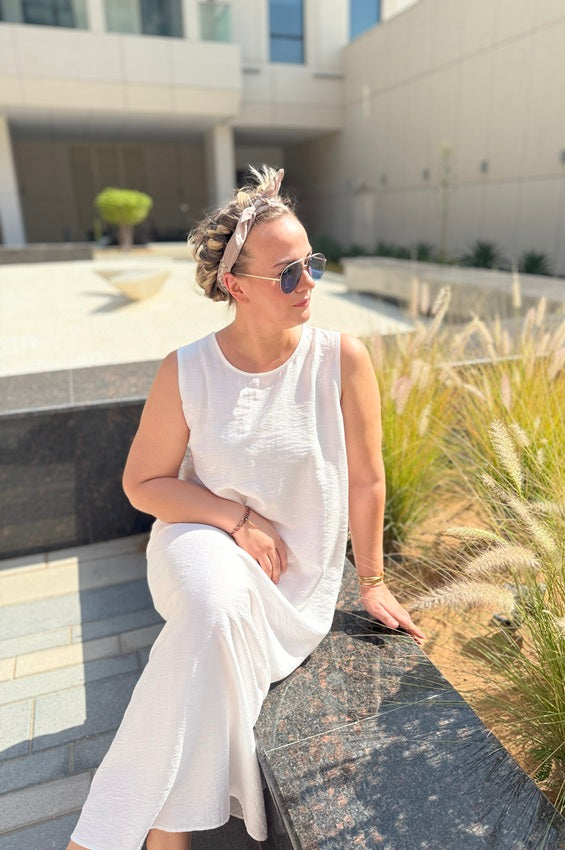 Sleeveless White Maxi Dress